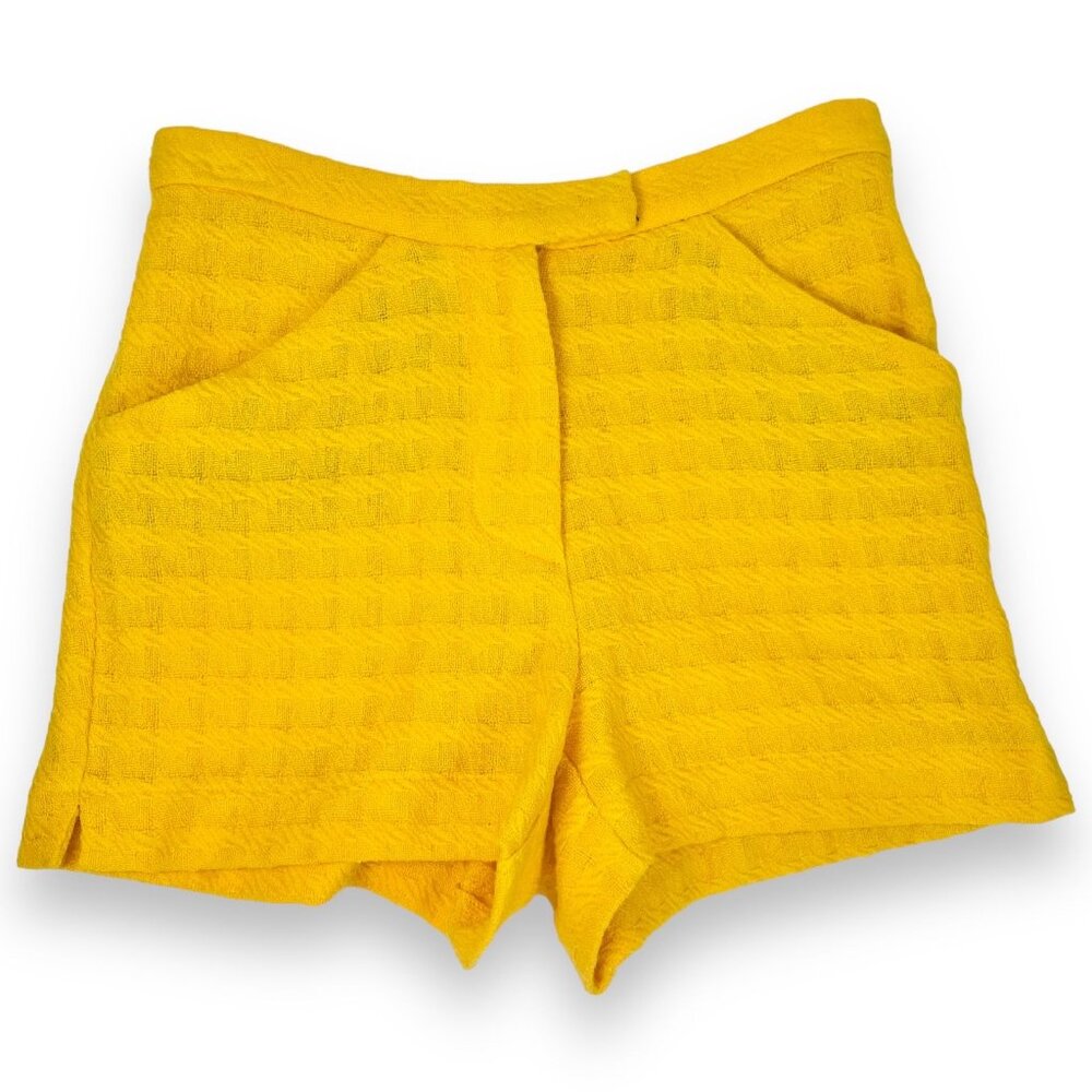 Tucker Womens Yellow Woven Textured Knitted High Waist Shorts Petite / XS / 25"